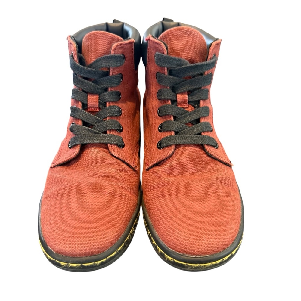 DR MARTENS Malley Red Canvas Lace up Combat Boots Size 8